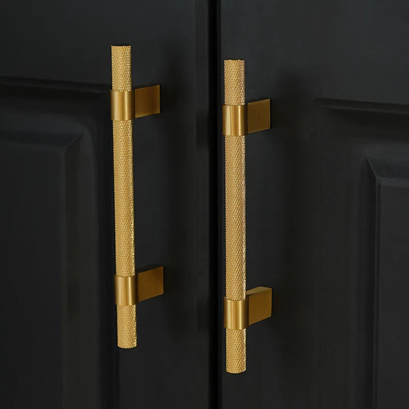 Brass Knurled Cabinet Handle – Modern Drawer Pull