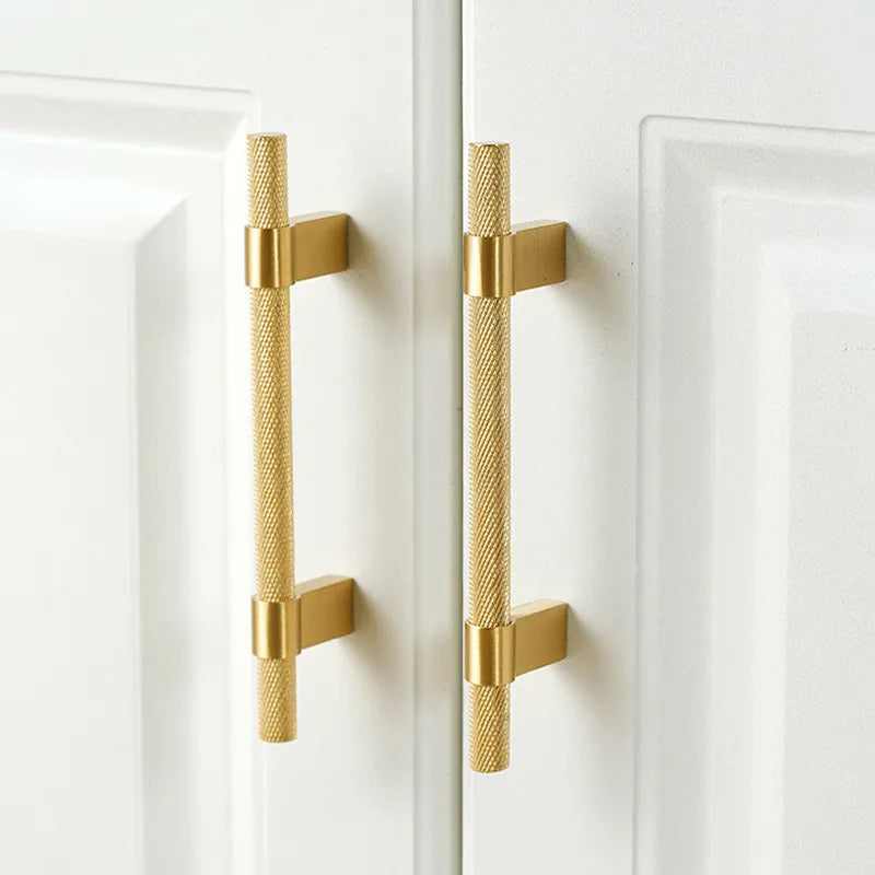 Brass Knurled Cabinet Handle – Modern Drawer Pull