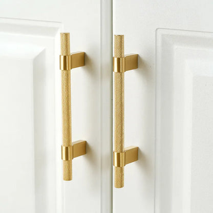 Brass Knurled Cabinet Handle – Modern Drawer Pull