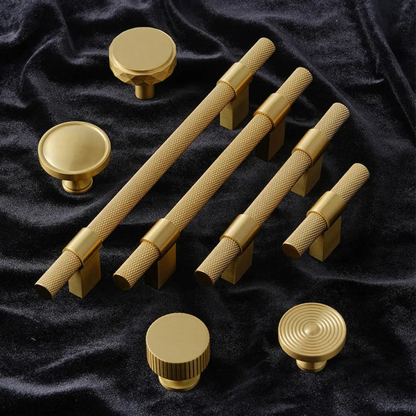 Brass Knurled Cabinet Handle – Modern Drawer Pull