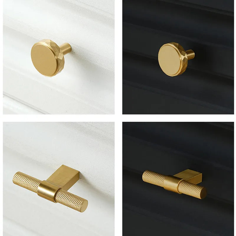 Brass Knurled Cabinet Handle – Modern Drawer Pull