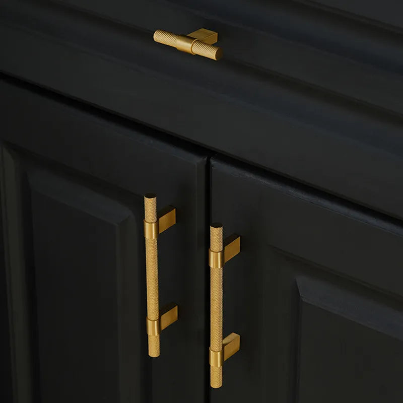 Brass Knurled Cabinet Handle – Modern Drawer Pull