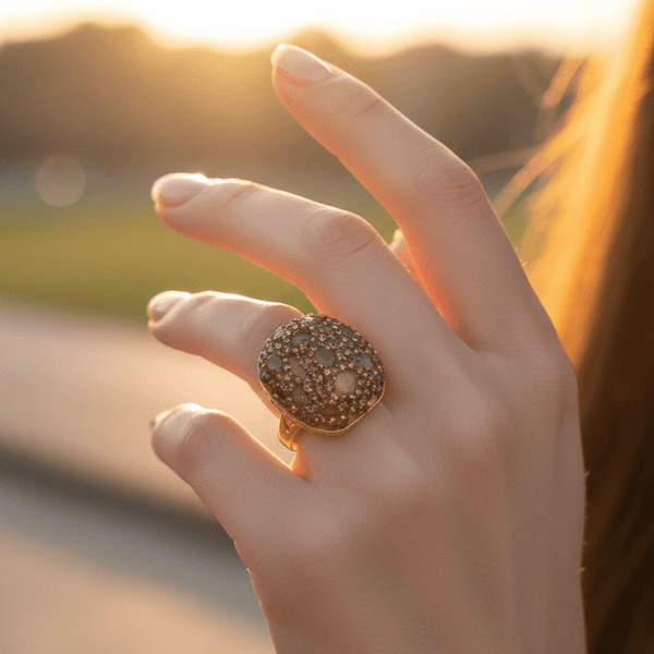 Champagne Crystal Dome Statement Ring