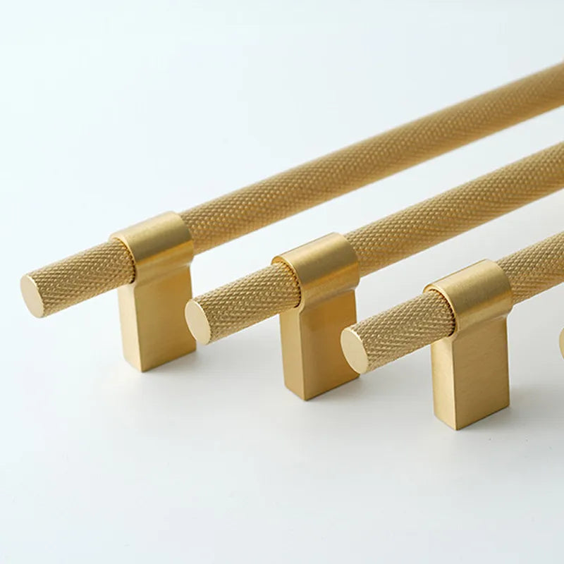 Brass Knurled Cabinet Handle – Modern Drawer Pull