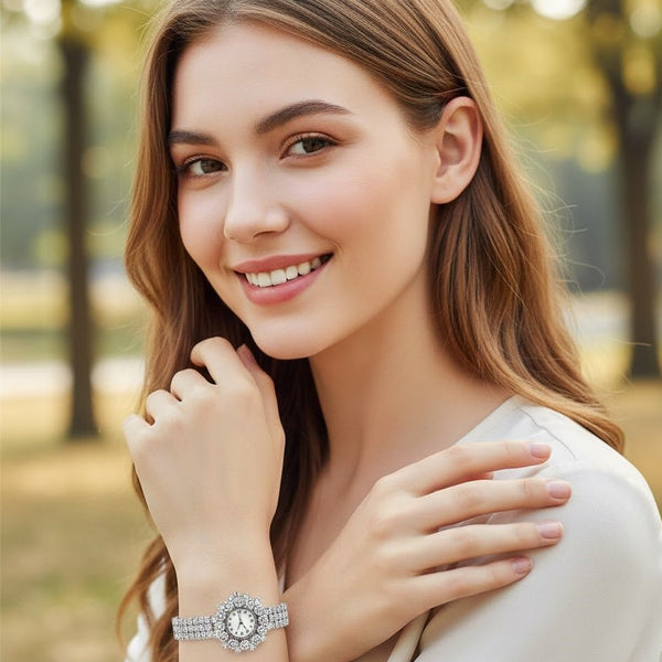 Elegant Pearl Halo Watch