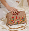 Floral Embroidered Chain Shoulder Bag for Women