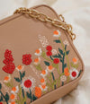 Floral Embroidered Chain Shoulder Bag for Women